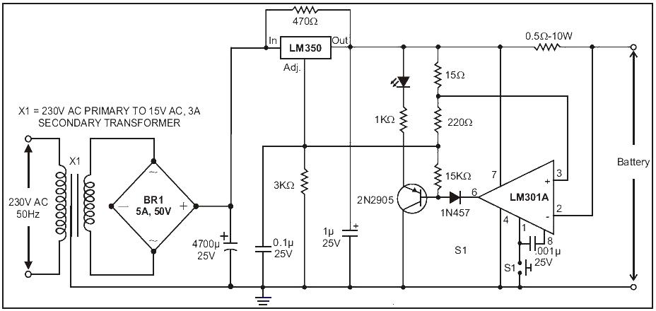 Simple 12V battery charger circuit design