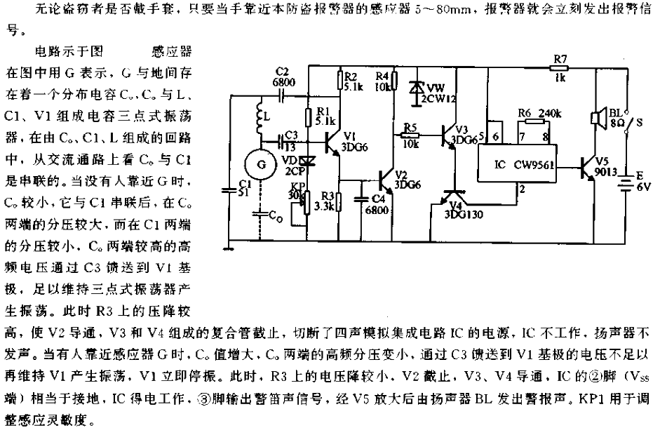 Inductive anti-theft alarm circuit