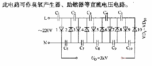 <strong>Crystal diode</strong>-<strong>Capacitor</strong> Ten times <strong>Boost circuit</strong>.gif