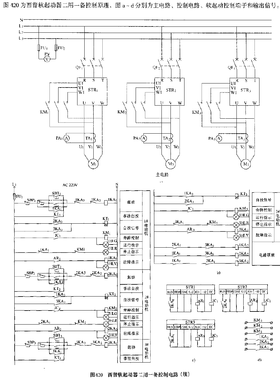 Xipu soft starter dual use and one backup control circuit