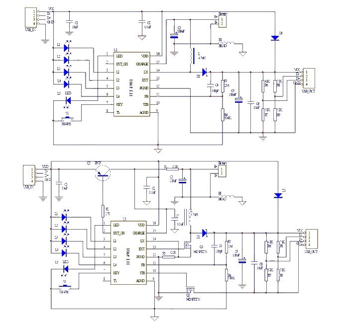 An HT4901 integrated charging management module circuit diagram