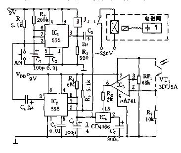 Automatic toilet flushing water-saving controller circuit diagram