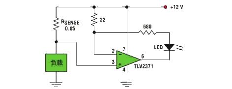 Circuit design using LED to indicate current amplitude