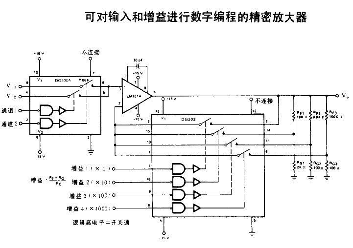 <strong>Precision amplifier</strong> circuit diagram with digital <strong>programmability</strong> of input and gain.gif