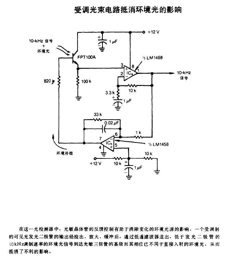 Modulated light beam<strong>circuit</strong> offsets the influence of ambient light.gif