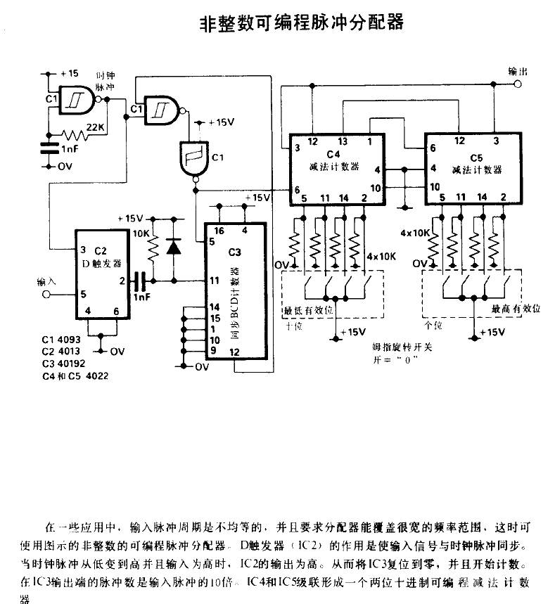 Non-integer programmable pulse distributor circuit diagram