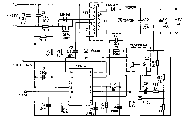 SI9114 forms DC-DC typical application circuit diagram