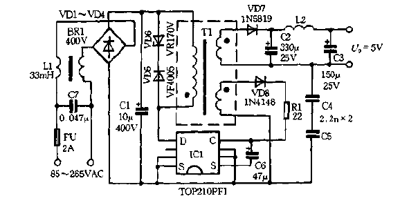 5V5W<strong><strong>Switching Power Supply</strong></strong>Actual<strong><strong>Circuit Diagram</strong></strong>.gif