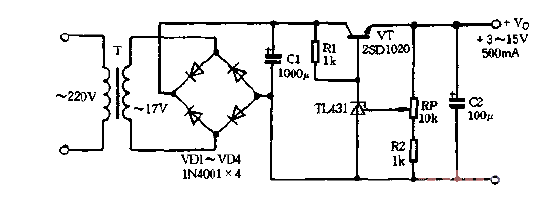 TL431 forms a series voltage regulator circuit