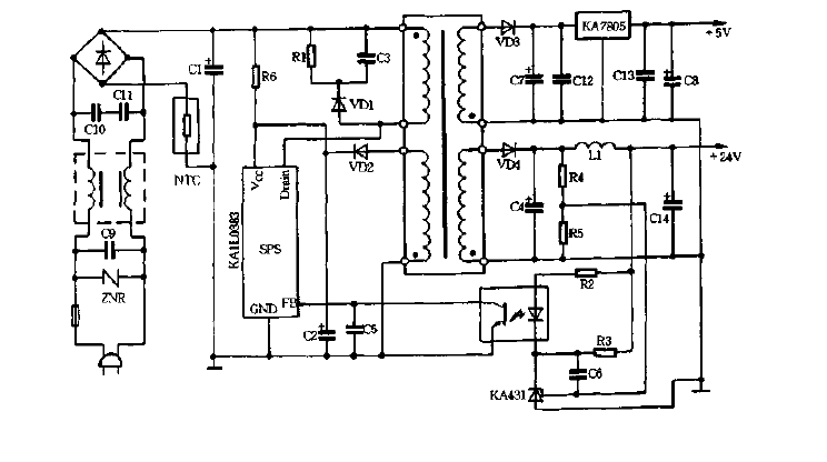 30W feedback<strong><strong>Transformer</strong></strong><strong><strong>Switching power supply circuit diagram</strong></strong>.gif