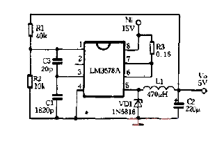 <strong>LM</strong>3578A is used as a step-down<strong><strong>voltage regulator</strong></strong><strong><strong>Circuit diagram</strong></strong>.gif