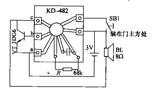 12. Two-way electronic music<strong>Doorbell circuit</strong>.gif