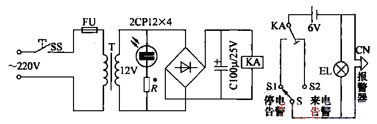 Power outage call alarm circuit