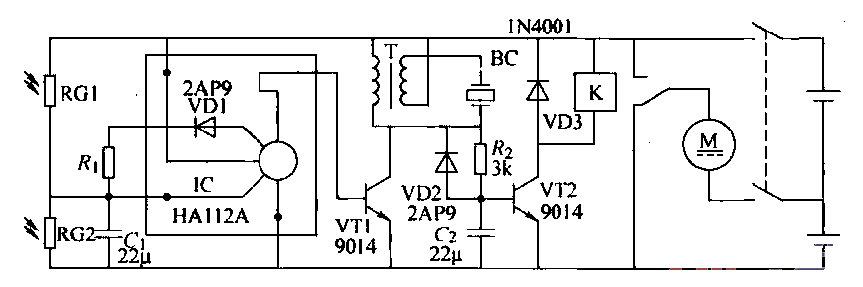 Photoelectric control toy car circuit