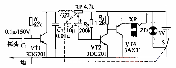 Photoelectric fault tracer circuit