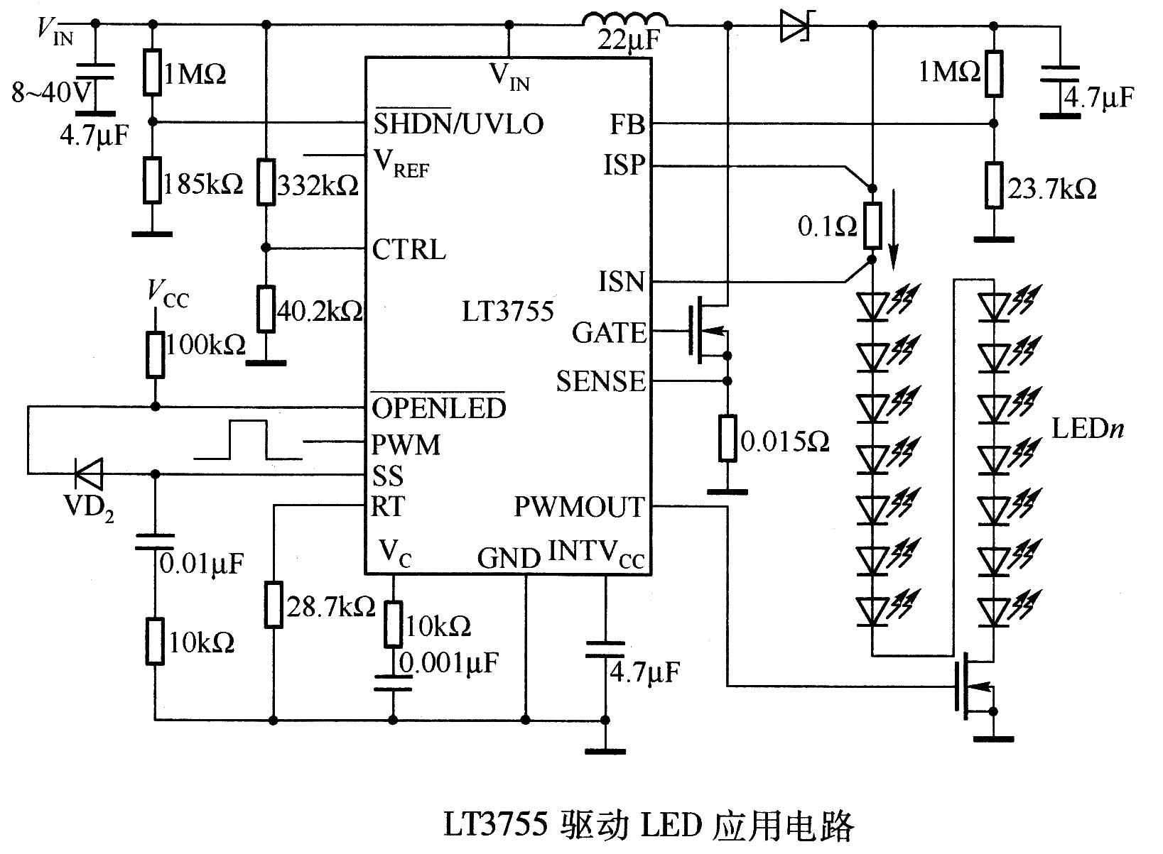 LT3755 driver LED application circuit diagram