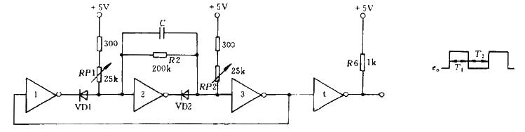 Clock<strong><strong>signal circuit with adjustable duty cycle composed of four NOT gates</strong></strong>Fig.jpg