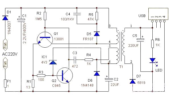 5V-USB charger circuit diagram