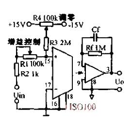 Gain adjustable test equipment isolation amplifier circuit diagram