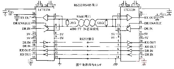 Circuit diagram combining rs232 and rs485