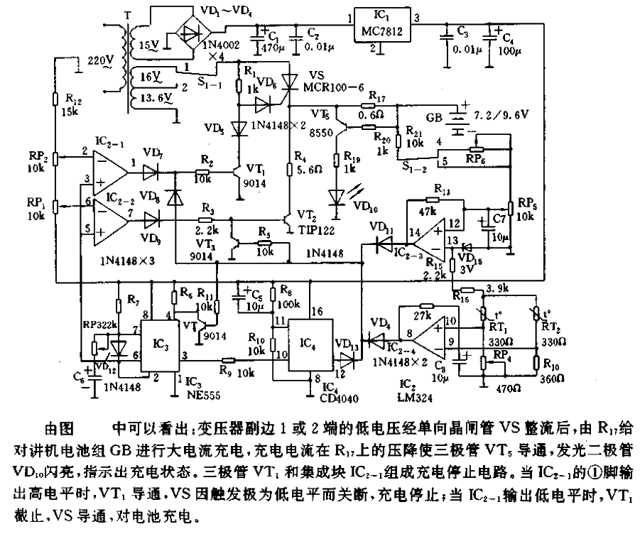 Walkie-talkie fast charger circuit