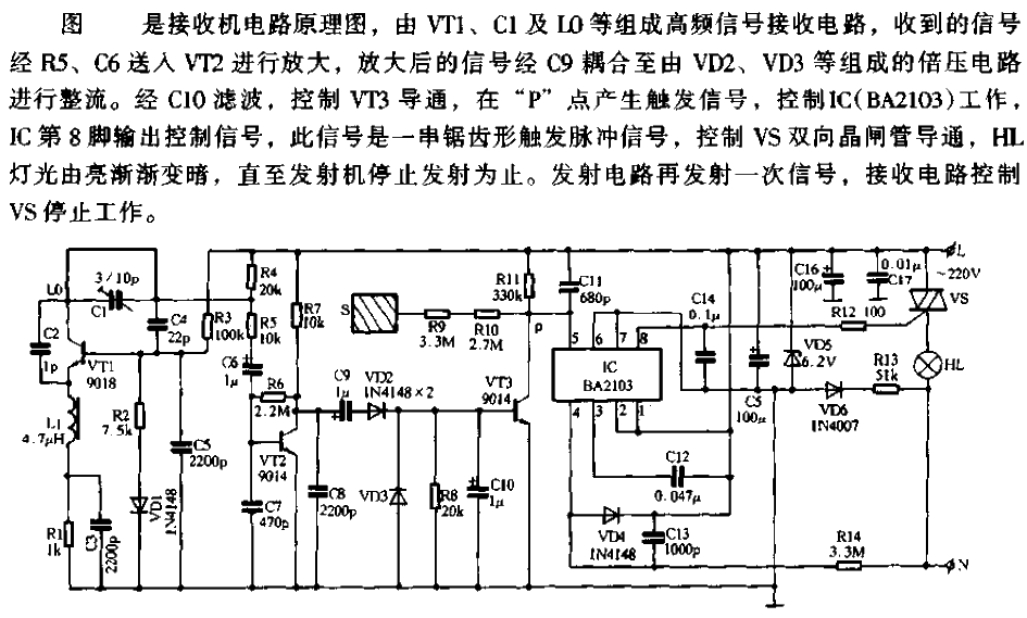 Receiver lighting circuit