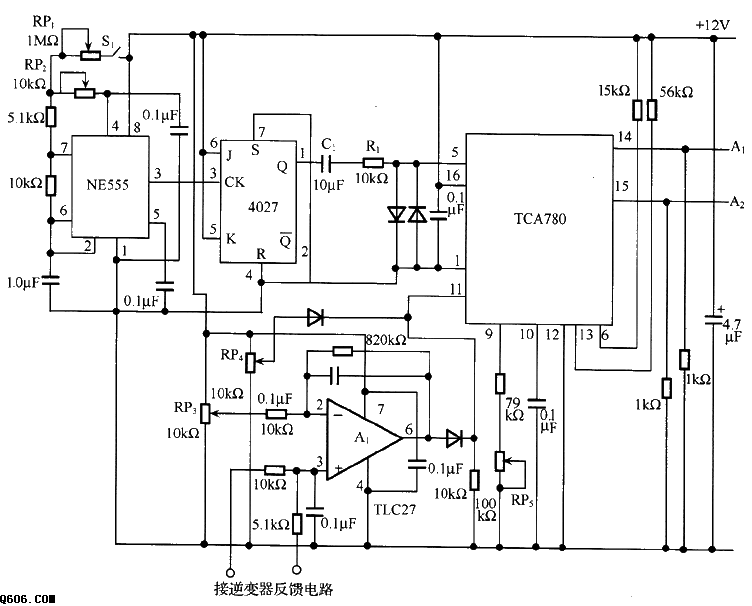 PWM control circuit diagram of DC/AC inverter