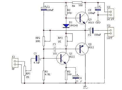 9012, 9013 OTL discrete component power amplifier circuit diagram