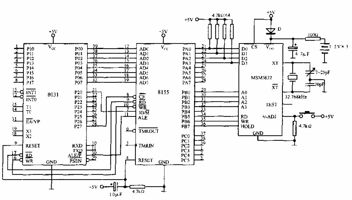 MSM5832<strong>application circuit</strong> using 8155<strong>interface</strong>.gif