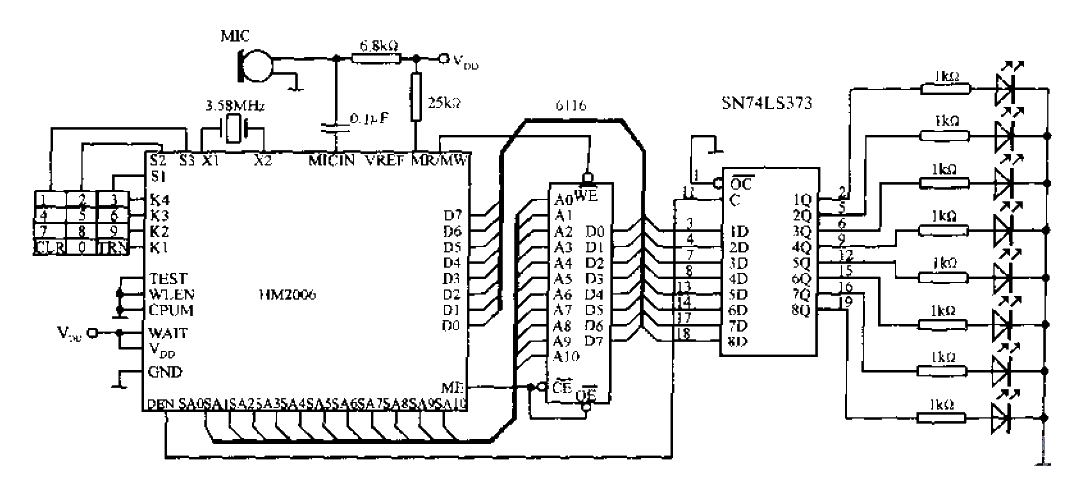 Speech recognition circuit HM2006 typical application circuit