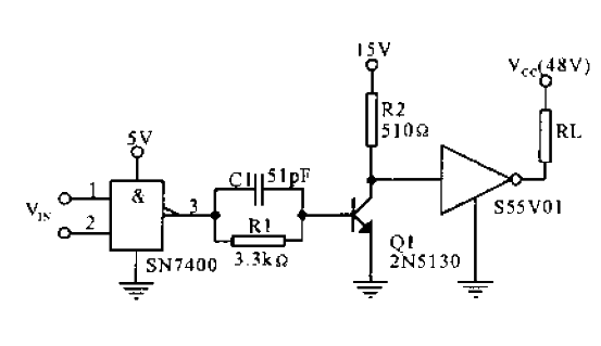 Amplified<strong>interface circuit</strong> from <strong>TTL</strong> to V<strong>MOS</strong>.gif