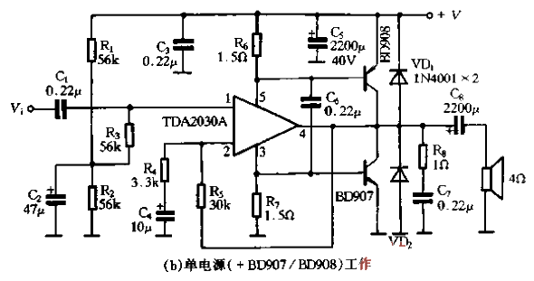 62.<strong>TDA2030A</strong>’s<strong>Application circuit</strong>-<strong>Single power supply</strong> working 02.gif