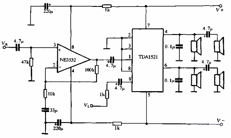 Active speaker amplifier circuit