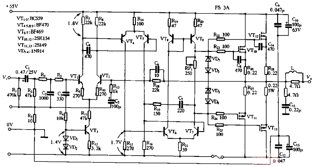 22.<strong>Power amplifier circuit</strong> of three-stage differential amplifier.gif