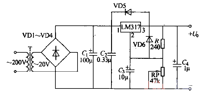 24. Three-terminal adjustable<strong>DC stabilized power supply</strong> circuit.gif