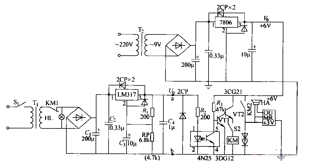 25. Sound and light alarm <strong>DC regulated power supply</strong> circuit.gif