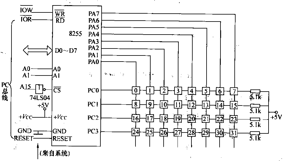 40. Use 8255<strong>port</strong> to form a <strong>matrix keyboard</strong> circuit.gif