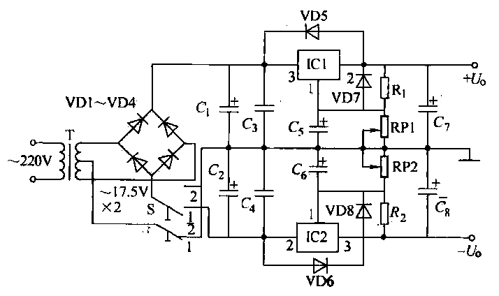 38. Dual-channel <strong>Adjustable power supply</strong> circuit.gif