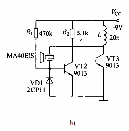 60.<strong>Ultrasonic transmitting circuit composed of<strong>discrete components</strong>b.gif