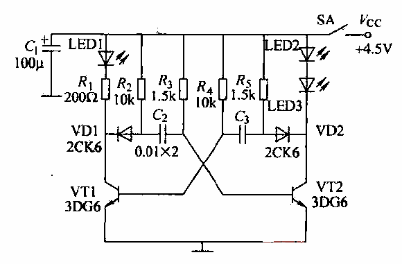 Multivibrator infrared transmitter circuit