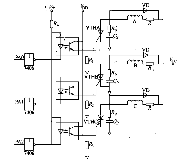 Stepper motor control circuit using high-power field effect transistors