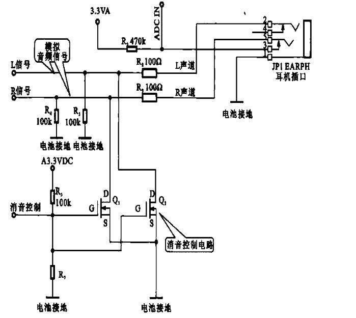 Headphone circuit based on field effect transistor as silencer