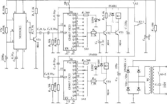 Cycle timer with start and stop preset function<strong>Circuit diagram</strong>