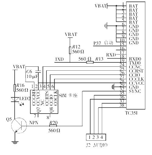 <strong>Circuit connection</strong> diagram of <strong>TC35I</strong> and <strong>microcontroller</strong>