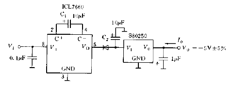 <strong>ICL7660</strong> and S80250 form a polarity reversal<strong>Circuit diagram</strong>b.gif