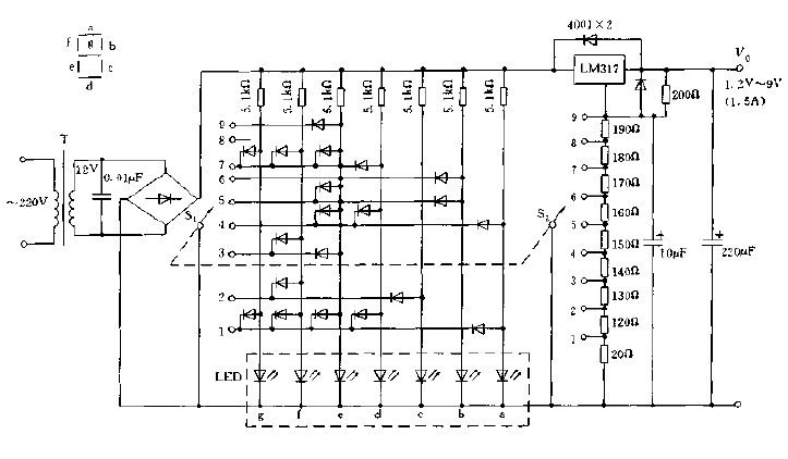 Simple digital display stabilized power supply circuit diagram