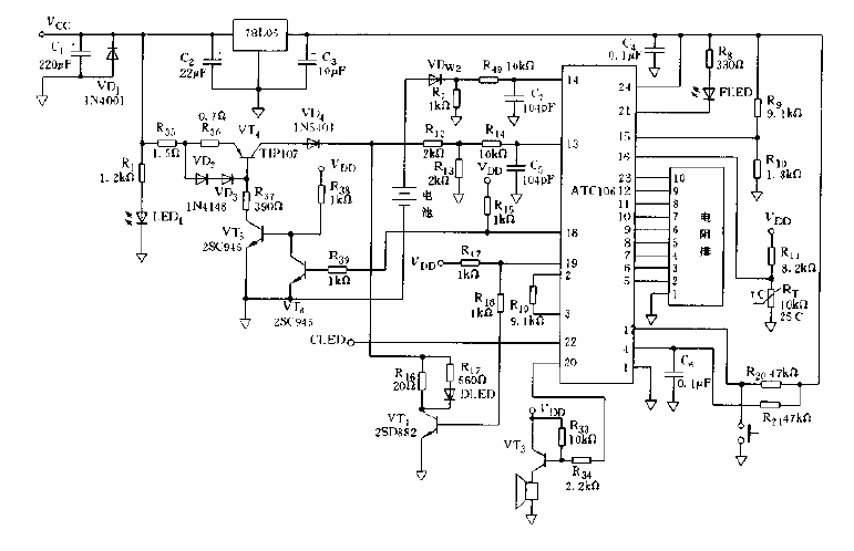 <strong>Battery charging</strong><strong> circuit diagram</strong> composed of A<strong>TC</strong>106.gif