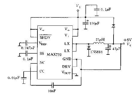 Step-down<strong>regulator</strong><strong>circuit diagram</strong>.gif composed of MAX739