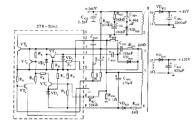 <strong>Switching power supply circuit diagram composed of <strong>ST</strong>R-S5941</strong>.gif