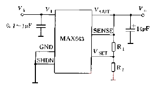 MAX663 series <strong>Output voltage</strong> setting method circuit without <strong>Overcurrent protection circuit</strong> Figure.gif